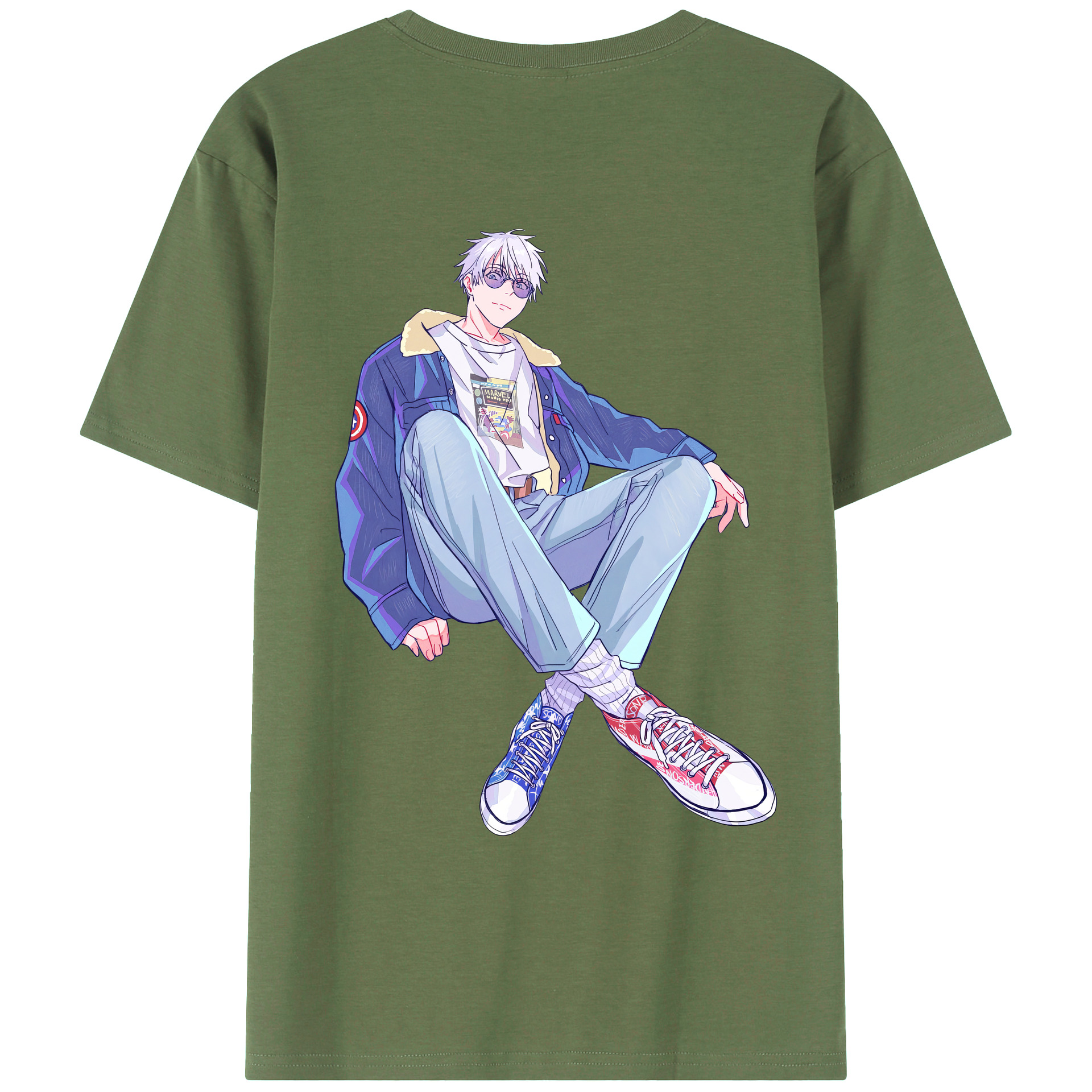 （画像用） 呪術廻戦 Jujutsu Kaisen 綿100％ メンズ半袖Tシャツ（バックプリント） 通気性